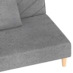 Schlafsofa 2-Sitzer mit 2 Kissen Hellgrau Stoff – Bild 9