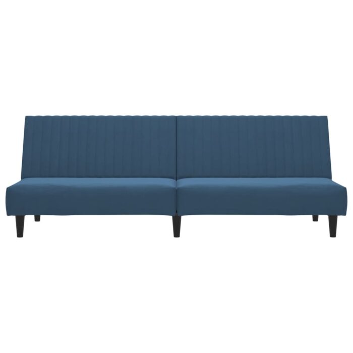 Schlafsofa 2-Sitzer Blau Samt – Bild 4