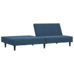 Schlafsofa 2-Sitzer Blau Samt – Bild 6