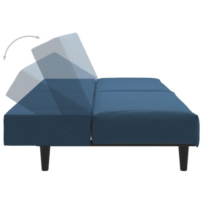Schlafsofa 2-Sitzer Blau Samt – Bild 7