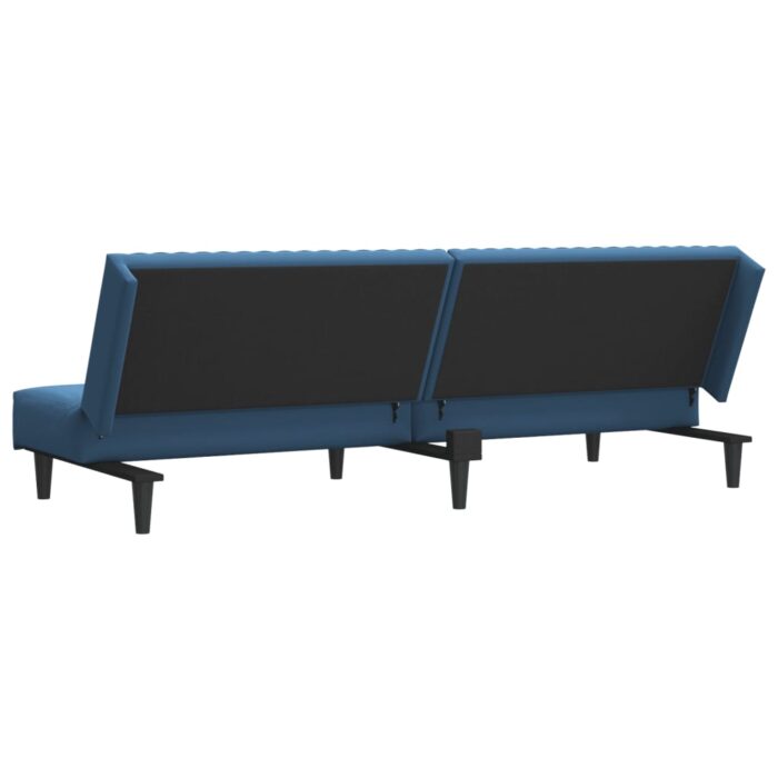 Schlafsofa 2-Sitzer Blau Samt – Bild 8