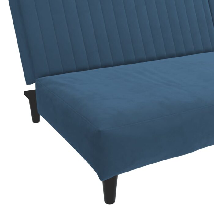 Schlafsofa 2-Sitzer Blau Samt – Bild 9