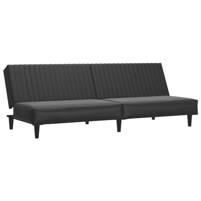 Schlafsofa 2-Sitzer Schwarz Kunstleder – Bild 2