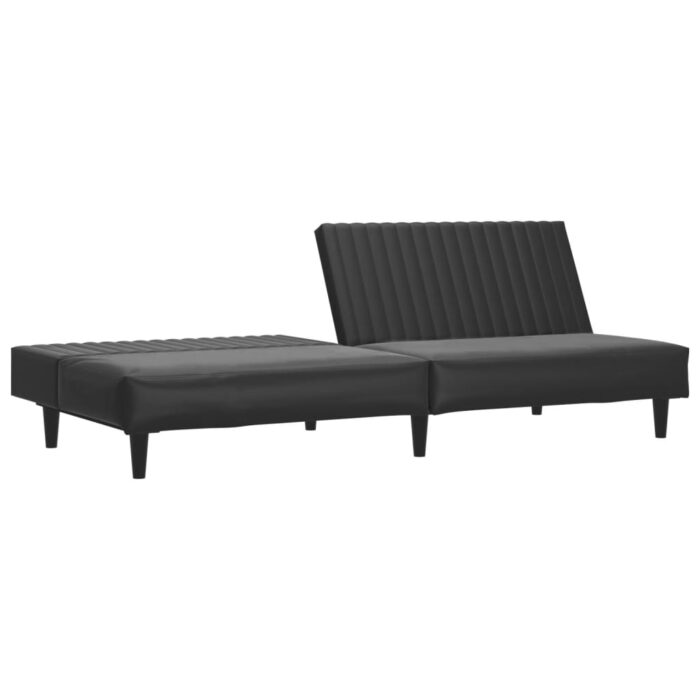 Schlafsofa 2-Sitzer Schwarz Kunstleder – Bild 4