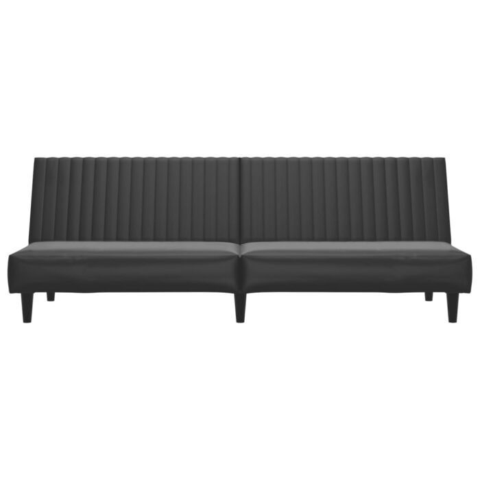 Schlafsofa 2-Sitzer Schwarz Kunstleder – Bild 5