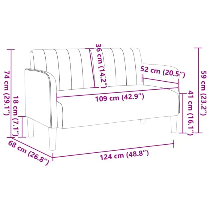 Zweisitzer-Sofa Blau 109 cm Samt – Bild 8