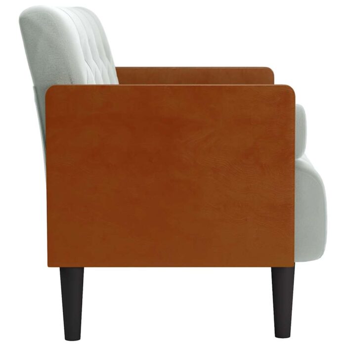 Zweisitzer-Sofa mit Nackenrollen Hellgrau 110 cm Samt – Bild 4