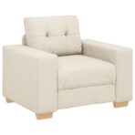 Sofa 3 pcs Beige 221 x 80 x 80 cm Leinen – Bild 2