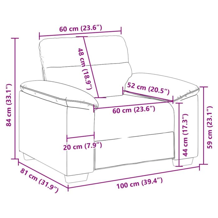 Sessel Creme 100x81x84 cm Kunstleder – Bild 9