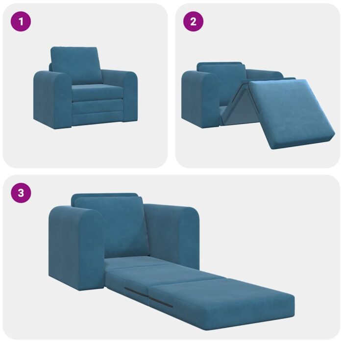 Schlafsofa Blau 98 x 71 x 83 cm Samt – Bild 10