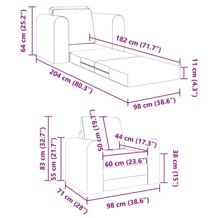 Schlafsofa Blau 98 x 71 x 83 cm Samt – Bild 12