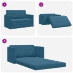 Schlafsofa 110cm Blau Samt – Bild 11