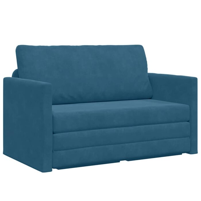 Schlafsofa 110cm Blau Samt – Bild 2