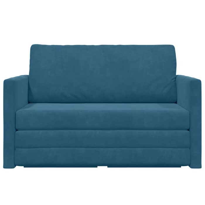 Schlafsofa 110cm Blau Samt – Bild 6