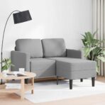 2-Sitzer-Sofa mit Chaiselongue L-Form Hellgrau 125 cm Stoff – Bild 2