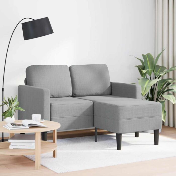 2-Sitzer-Sofa mit Chaiselongue L-Form Hellgrau 125 cm Stoff – Bild 2