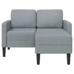 2-Sitzer-Sofa mit Chaiselongue L-Form Hellgrau 125 cm Stoff – Bild 3