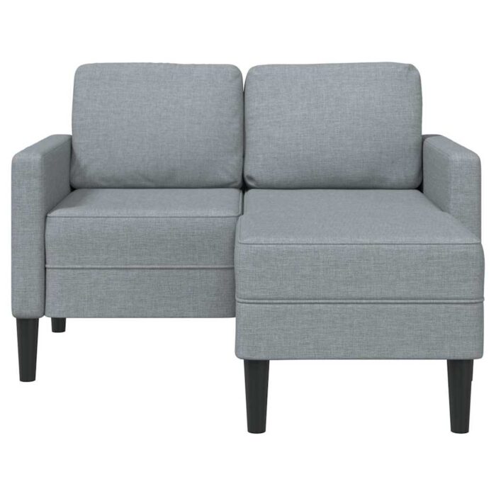 2-Sitzer-Sofa mit Chaiselongue L-Form Hellgrau 125 cm Stoff – Bild 3