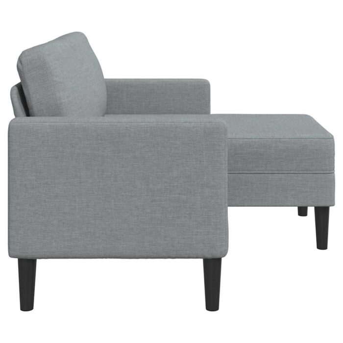 2-Sitzer-Sofa mit Chaiselongue L-Form Hellgrau 125 cm Stoff – Bild 4
