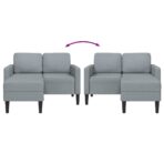 2-Sitzer-Sofa mit Chaiselongue L-Form Hellgrau 125 cm Stoff – Bild 6