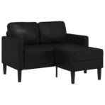 2-Sitzer-Sofa mit Chaiselongue L-förmig Schwarz 125 cm Kunstleder