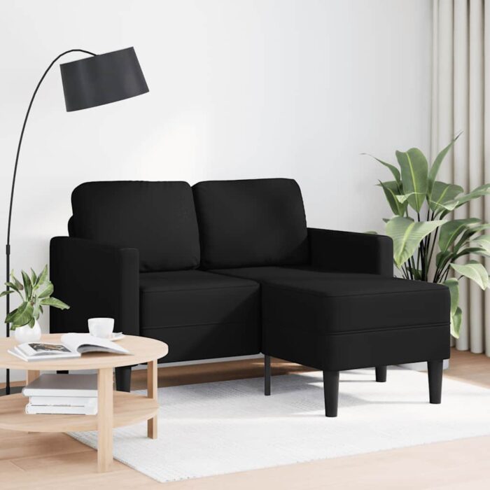 2-Sitzer-Sofa mit Chaiselongue L-förmig Schwarz 125 cm Kunstleder – Bild 2