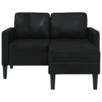 2-Sitzer-Sofa mit Chaiselongue L-förmig Schwarz 125 cm Kunstleder – Bild 3