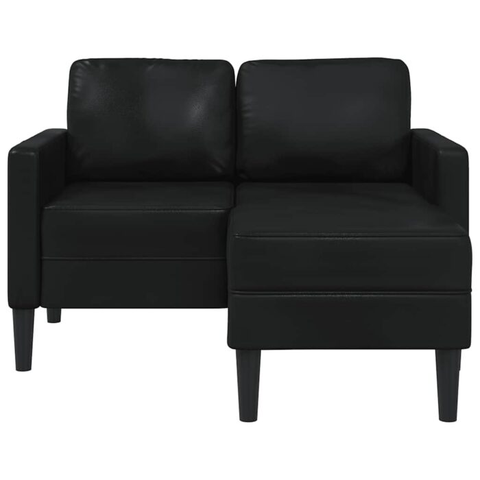 2-Sitzer-Sofa mit Chaiselongue L-förmig Schwarz 125 cm Kunstleder – Bild 3