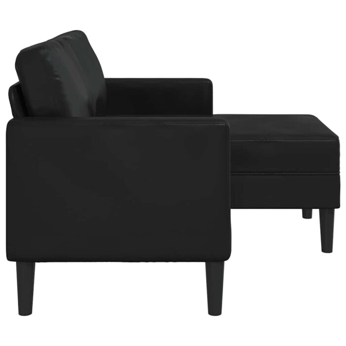 2-Sitzer-Sofa mit Chaiselongue L-förmig Schwarz 125 cm Kunstleder – Bild 4