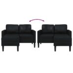 2-Sitzer-Sofa mit Chaiselongue L-förmig Schwarz 125 cm Kunstleder – Bild 6