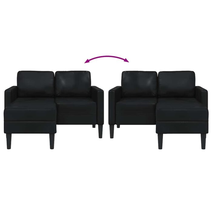 2-Sitzer-Sofa mit Chaiselongue L-förmig Schwarz 125 cm Kunstleder – Bild 6