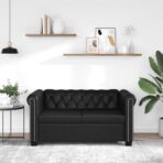 Chesterfield-Sofa 2-Sitzer Kunstleder Schwarz