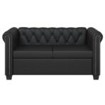 Chesterfield-Sofa 2-Sitzer Kunstleder Schwarz – Bild 3
