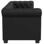 Chesterfield-Sofa 2-Sitzer Kunstleder Schwarz – Bild 4