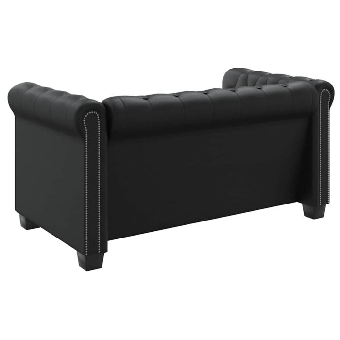 Chesterfield-Sofa 2-Sitzer Kunstleder Schwarz – Bild 5