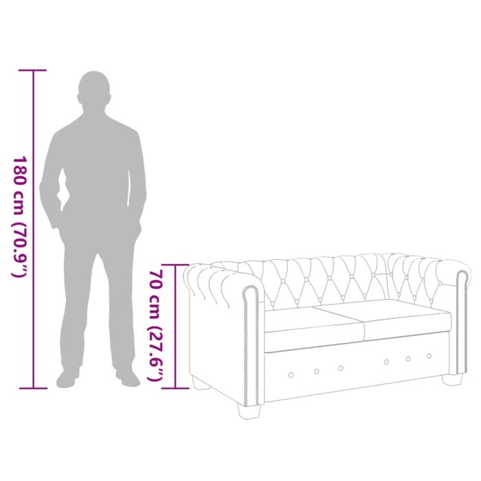 Chesterfield-Sofa 2-Sitzer Kunstleder Schwarz – Bild 9