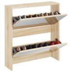 Schuhschrank mit 3 Fächern Spiegel 63x17x102,5 cm – Bild 3