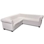 Chesterfield-Ecksofa 5-Sitzer Kunstleder Weiss – Bild 2