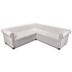 Chesterfield-Ecksofa 5-Sitzer Kunstleder Weiss – Bild 3