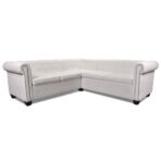 Chesterfield-Ecksofa 5-Sitzer Kunstleder Weiss – Bild 4