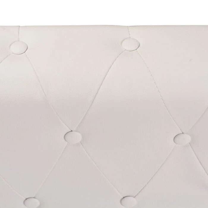 Chesterfield-Ecksofa 5-Sitzer Kunstleder Weiss – Bild 6