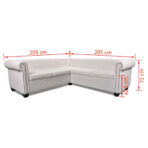 Chesterfield-Ecksofa 5-Sitzer Kunstleder Weiss – Bild 7