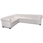 Chesterfield-Ecksofa 6-Sitzer Kunstleder Weiss – Bild 2