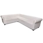 Chesterfield-Ecksofa 6-Sitzer Kunstleder Weiss – Bild 4