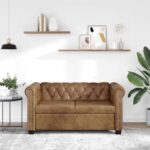 Chesterfield-Sofa 2-Sitzer Kunstleder Braun