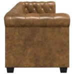 Chesterfield-Sofa 2-Sitzer Kunstleder Braun – Bild 4
