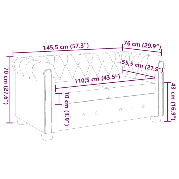 Chesterfield-Sofa 2-Sitzer Kunstleder Braun – Bild 8