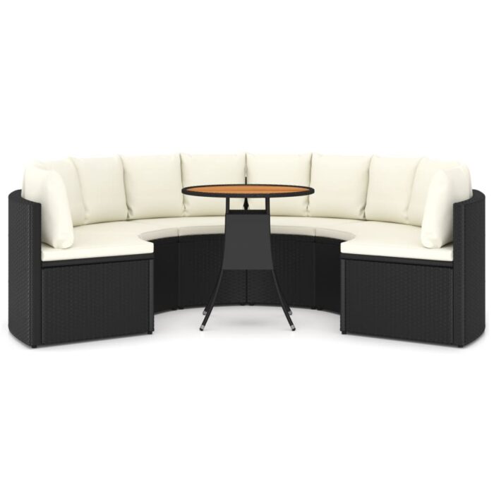 7-tlg. Garten-Sofagarnitur mit Auflagen Poly Rattan Schwarz – Bild 3