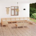 12-tlg. Garten-Lounge-Set - Massivholz Kiefer