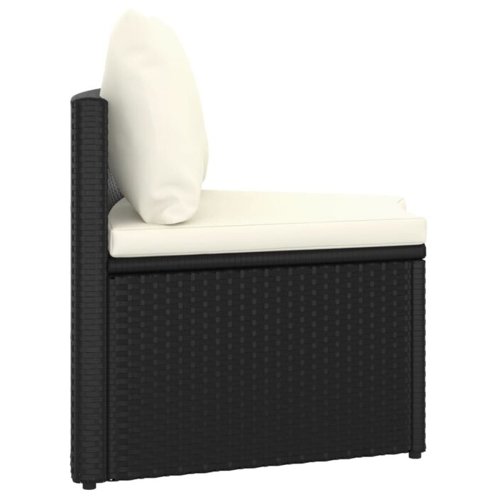2-tlg. Garten-Sofagarnitur mit Auflagen Poly Rattan Schwarz – Bild 3